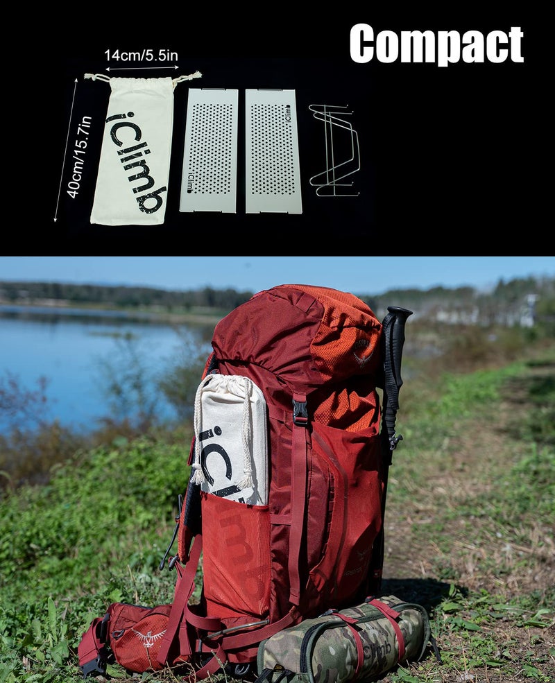 iClimb Mini Solo Folding Table Ultralight Compact for Backpacking Camping Hiking Beach Picnic (Gunmetal, S) - Image 5