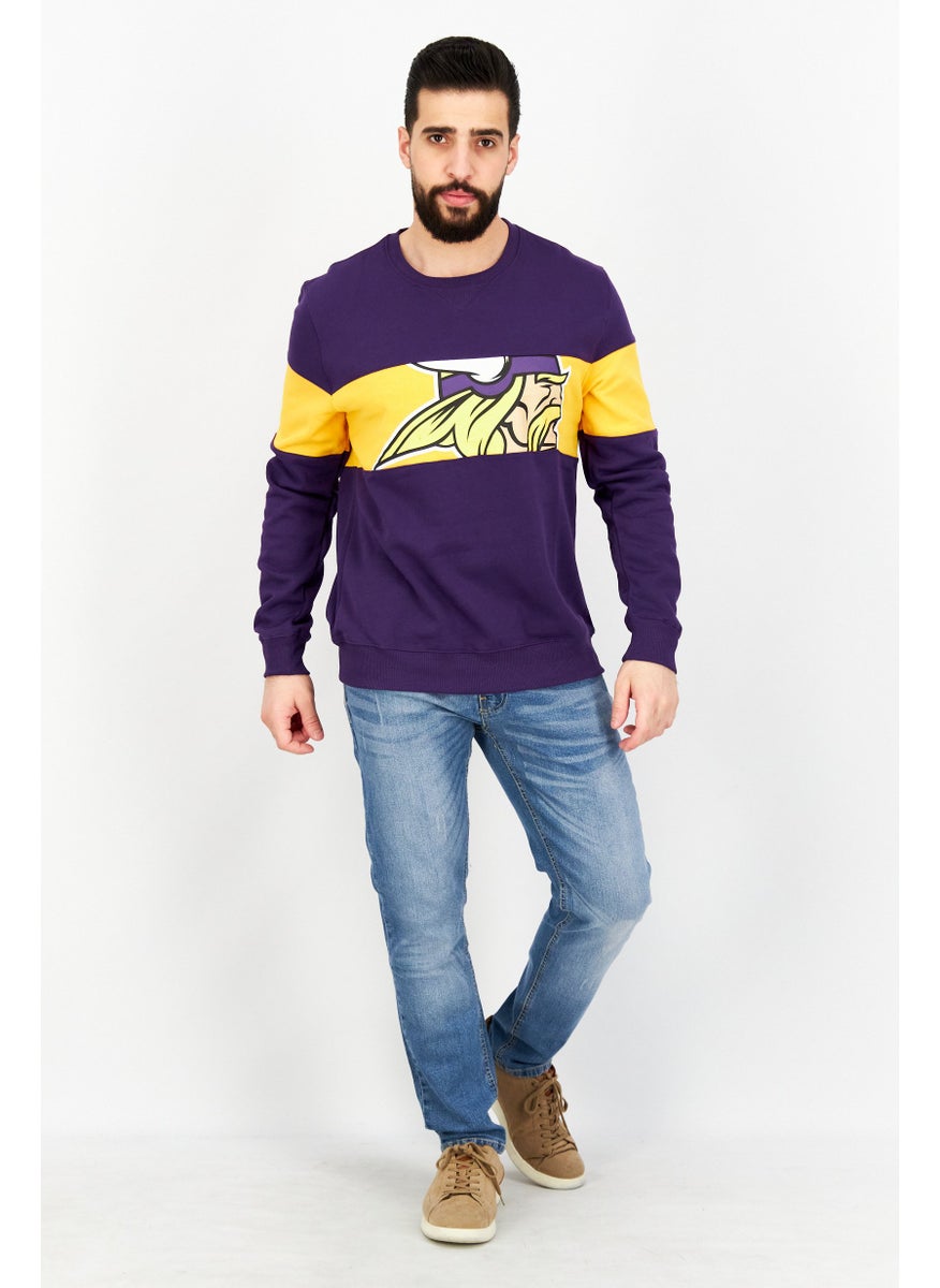 Fanatics - Men Crew Neck Graphic Print Sweatshirt, Purple Combo - Image 1