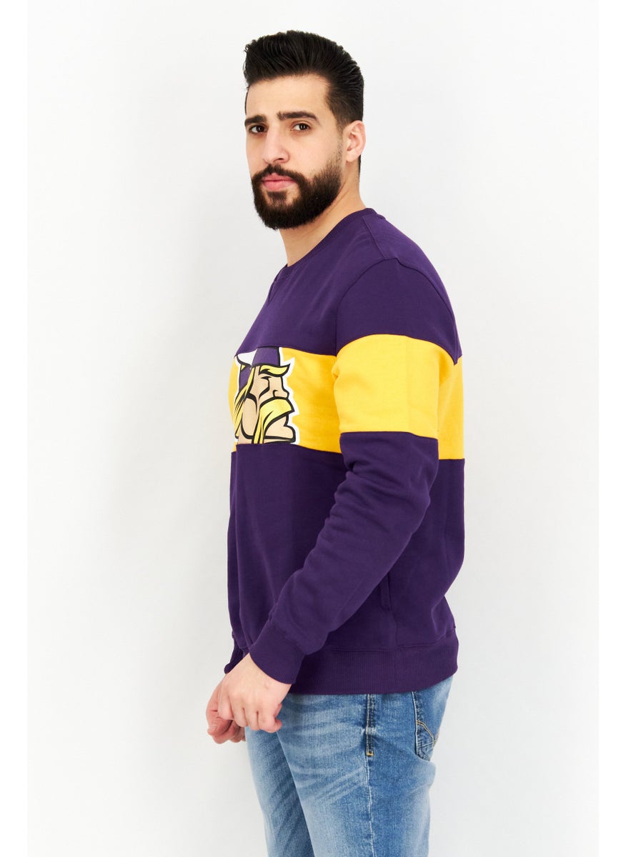 Fanatics - Men Crew Neck Graphic Print Sweatshirt, Purple Combo - Image 1