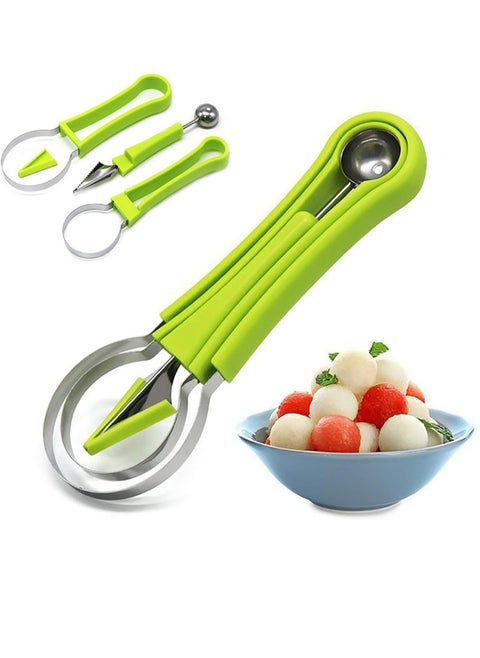 Melon Baller Scoop Set,4 In 1 Stainless Steel Fruit Carving Tools Set watermelon Fruit Scooper