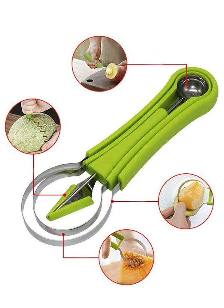 Oasisgalore - Melon Baller Scoop Set,4 In 1 Stainless Steel Fruit Carving Tools Set watermelon Fruit Scooper - Image 1