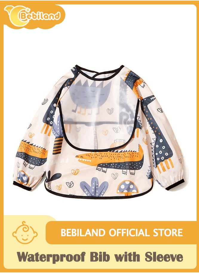 Bebiland - Crocodile Pattern Waterproof Bib with Long Sleeve for Baby Toddler Multiple Sizes - Image 1