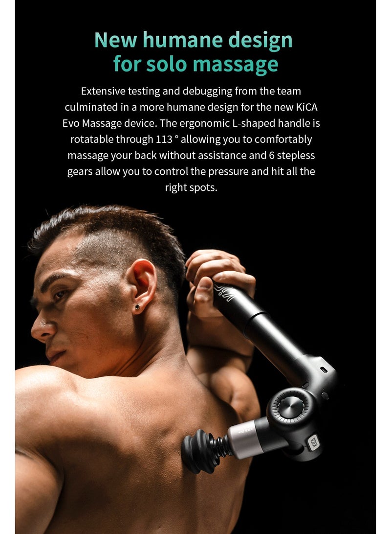 KiCA Kica Pro Double-Head Mini Massage Gun with LED Display Touchscreen, Handheld Deep Tissue Percussion Muscle Massage Gun for Therapy and Relaxation, 6 Massage Heads 10 Speeds Power Brushless Motor - Image 2