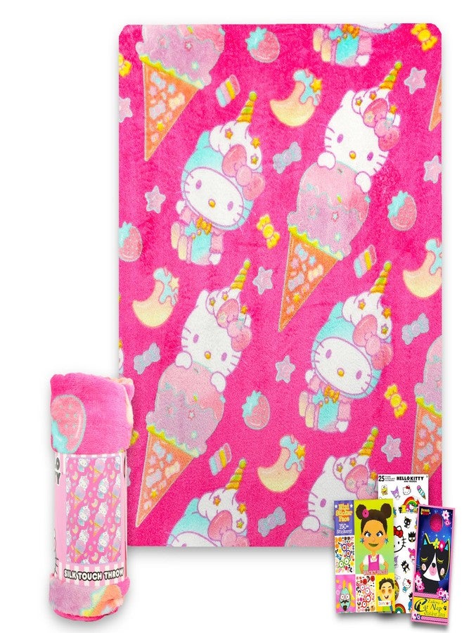 Hello Kitty Throw Blanket Bundle - Hello Kitty Kids and Teens Blanket, Stickers, and More for Girls | Hello Kitty Blanket Size 40" x 50" - Image 1
