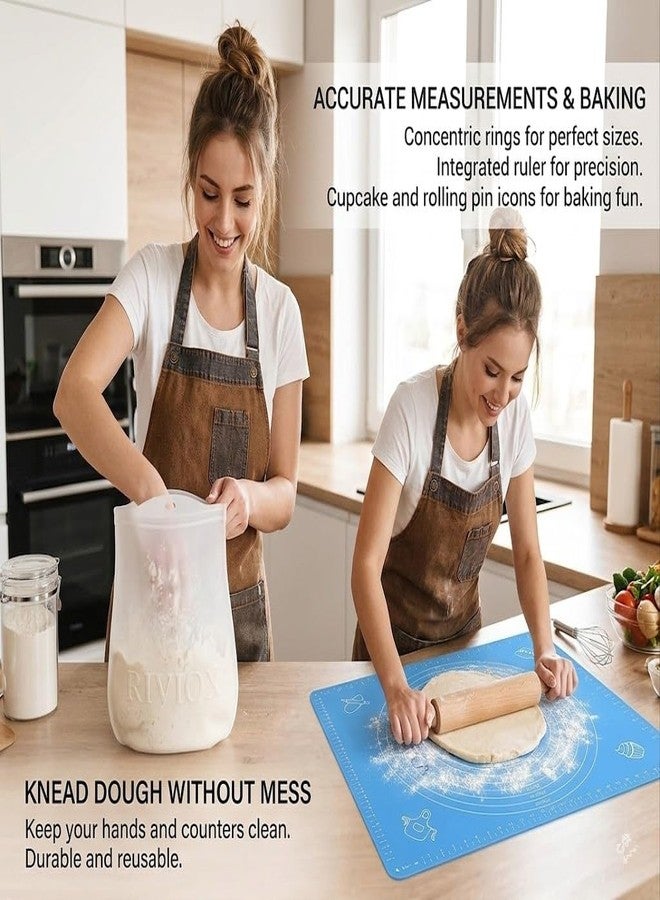 RIVIOX Reusable Silicone Kneading Bag & Anti-Slip Baking Mat Set | Food-Grade Silicone Kitchen Tools for Mess-Free Flour Mixing & Rolling - Image 2