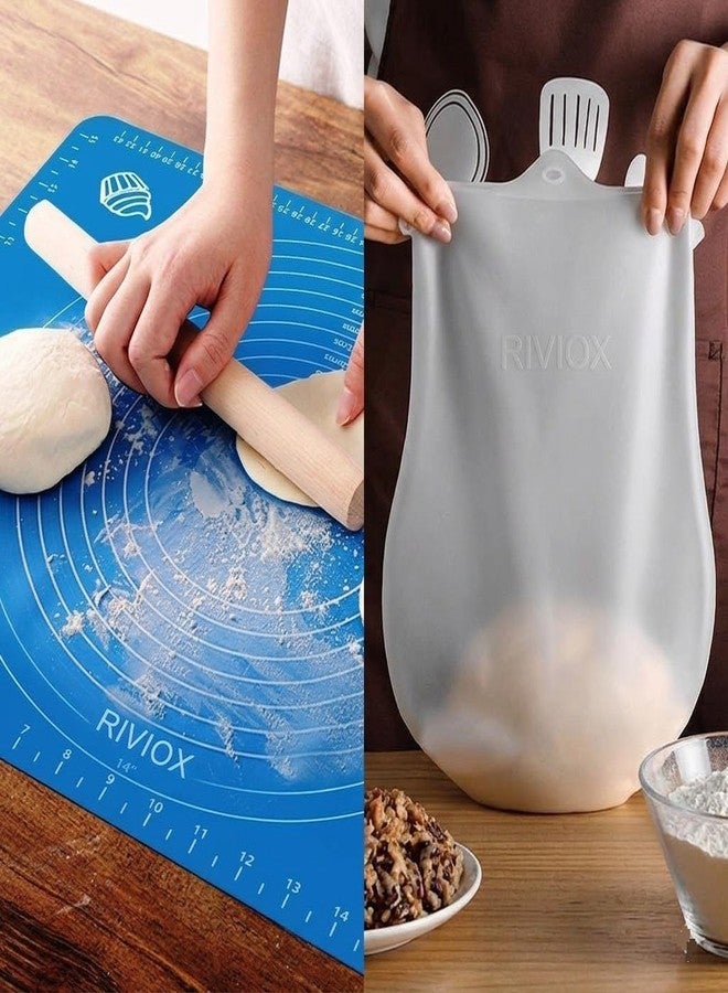 RIVIOX Reusable Silicone Kneading Bag & Anti-Slip Baking Mat Set | Food-Grade Silicone Kitchen Tools for Mess-Free Flour Mixing & Rolling - Image 1