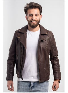 Generic Elegant natural leather jacket, excellent closure, high-quality material, brown colour  - Image 3