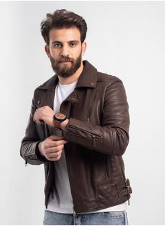 Generic Elegant natural leather jacket, excellent closure, high-quality material, brown colour  - Image 5