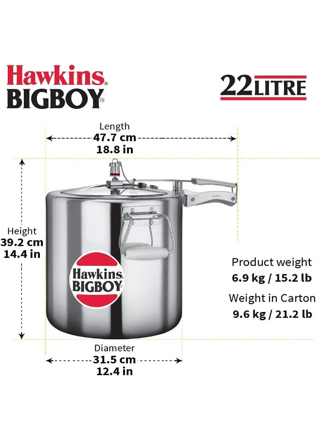 Hawkins صفاية ضغط ألمنيوم كبيرة 22 لتر فضية  - Image 4