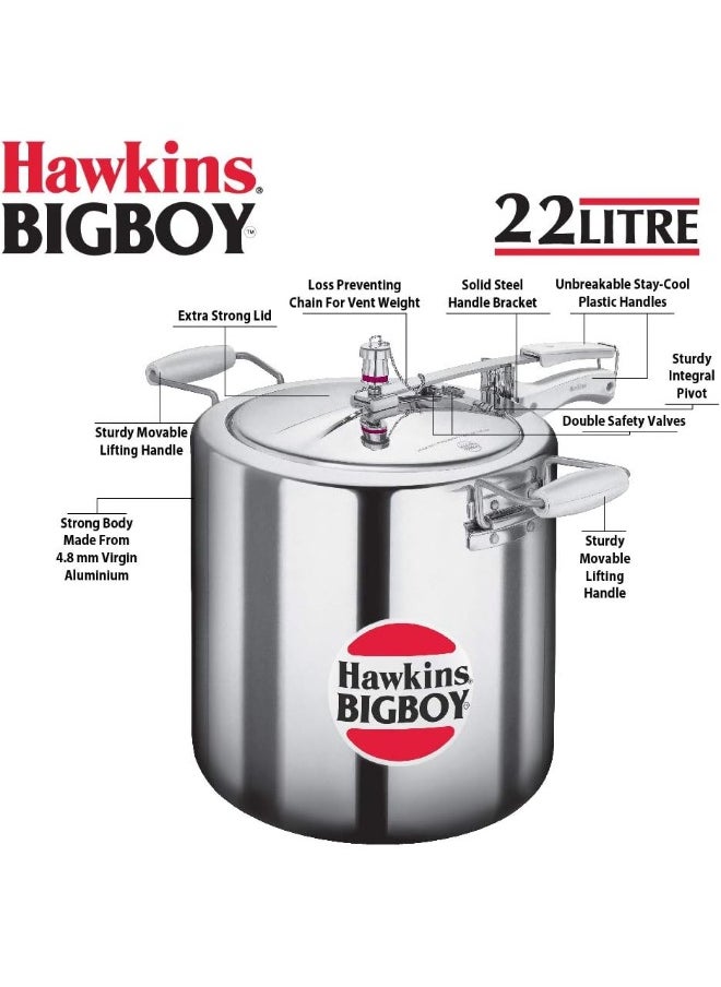 Hawkins صفاية ضغط ألمنيوم كبيرة 22 لتر فضية  - Image 3