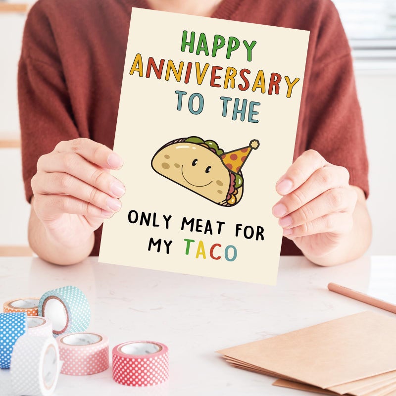 OJsensai Cute Anniversary Taco Gifts for Men Him, Cool Aday Card for Husband Boyfriend Fiance, Happy Wedding Anniversary from Wife Girlfriend Fiancee - Image 5