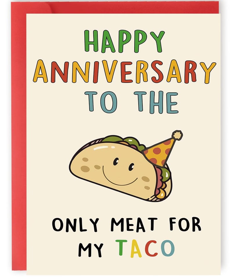 OJsensai Cute Anniversary Taco Gifts for Men Him, Cool Aday Card for Husband Boyfriend Fiance, Happy Wedding Anniversary from Wife Girlfriend Fiancee - Image 1