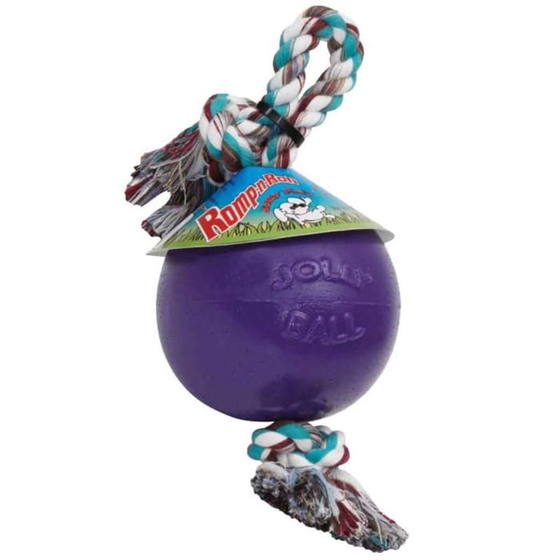 Jolly Pets RompnRoll Rope and Ball Dog Toy 8 InchesLarge Purple Large Breeds - Image 2