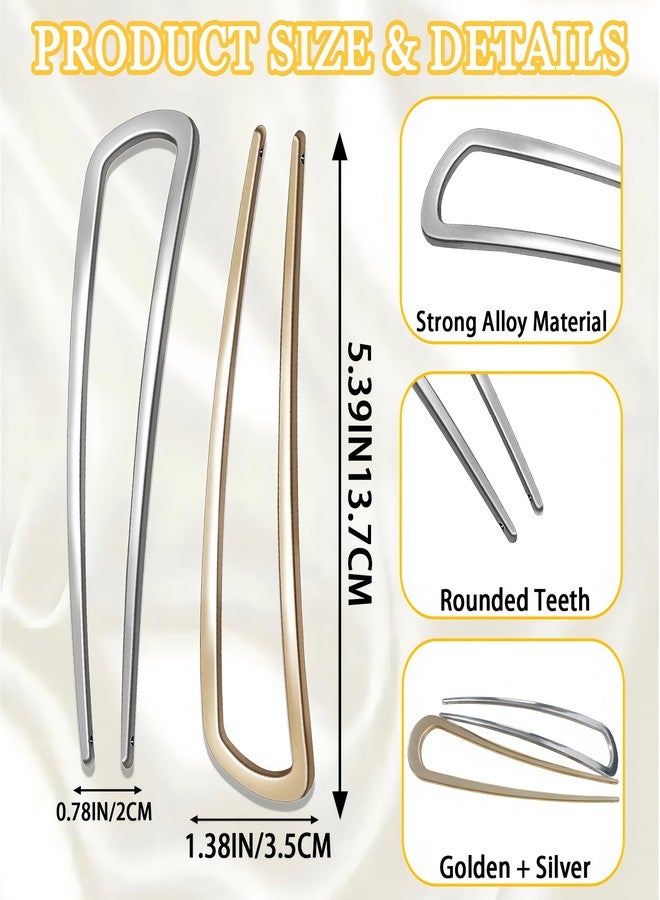 BADAO French Hair Pins for Women,2 PCS French Pin,French Hair Forks,Metal U-Shape Updo Hair Clips for Thin Thick Hairs Elegant Vintage Hairstyle Accessories for Buns&French Twist Hairs Sticks Chignon - Image 2