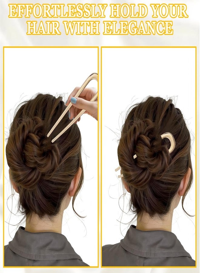 BADAO French Hair Pins for Women,2 PCS French Pin,French Hair Forks,Metal U-Shape Updo Hair Clips for Thin Thick Hairs Elegant Vintage Hairstyle Accessories for Buns&French Twist Hairs Sticks Chignon - Image 4