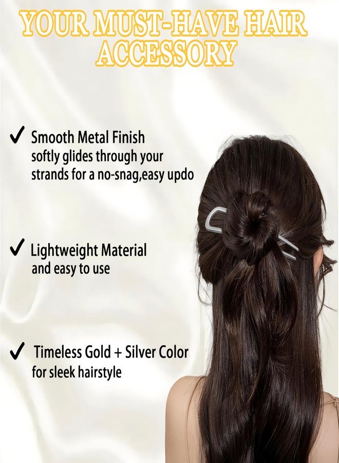 BADAO French Hair Pins for Women,2 PCS French Pin,French Hair Forks,Metal U-Shape Updo Hair Clips for Thin Thick Hairs Elegant Vintage Hairstyle Accessories for Buns&French Twist Hairs Sticks Chignon - Image 5