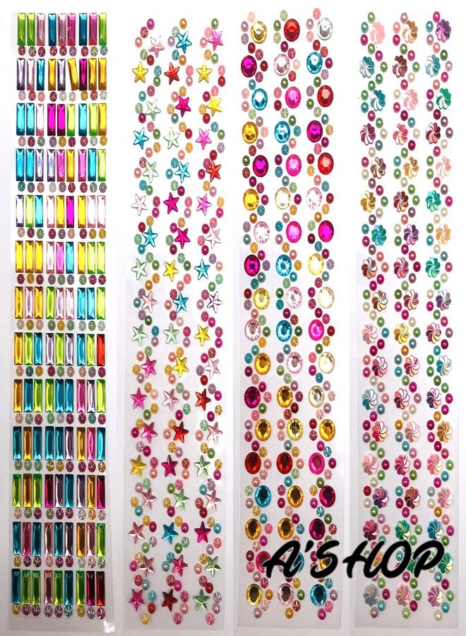 A'SHOP Colorful Dimensional & Pearl Stone Stickers for Kids Craft (Set of 4) - Image 3