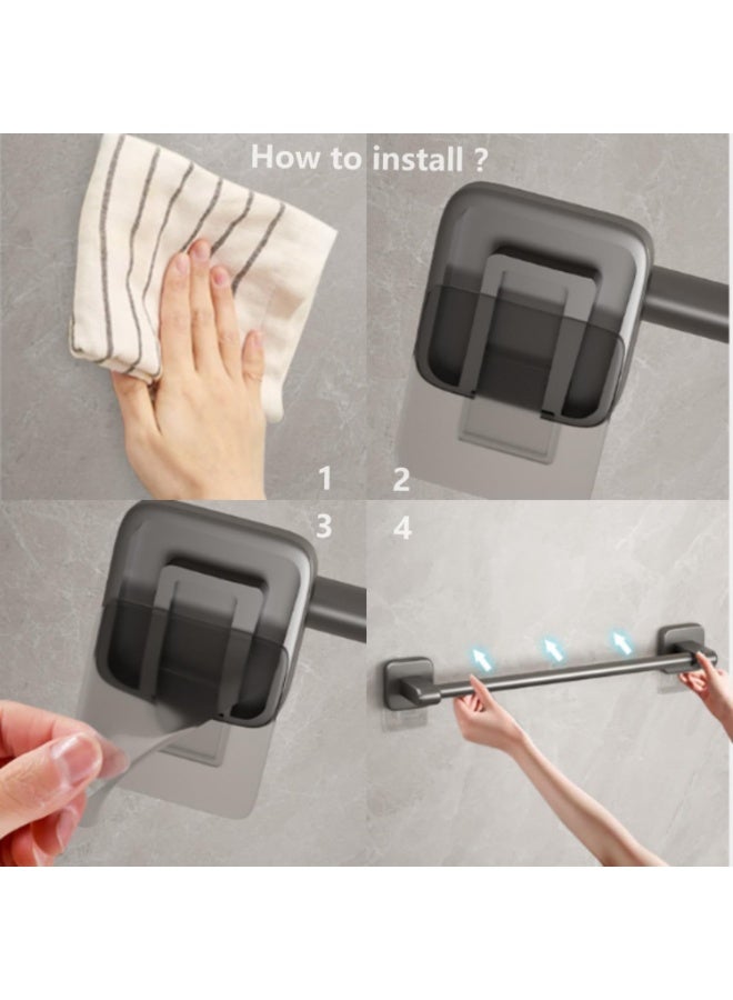 2 Pack Bath Towel Bar, 30cm/40cm Adhesive Holder Rods, Wall Mounted Hangers, Slipper Shoe Rack for Bathroom - Accessories - Image 3