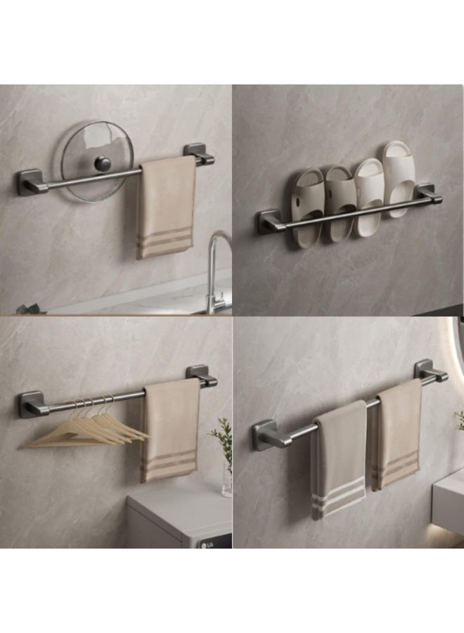 2 Pack Bath Towel Bar, 30cm/40cm Adhesive Holder Rods, Wall Mounted Hangers, Slipper Shoe Rack for Bathroom - Accessories - Image 4