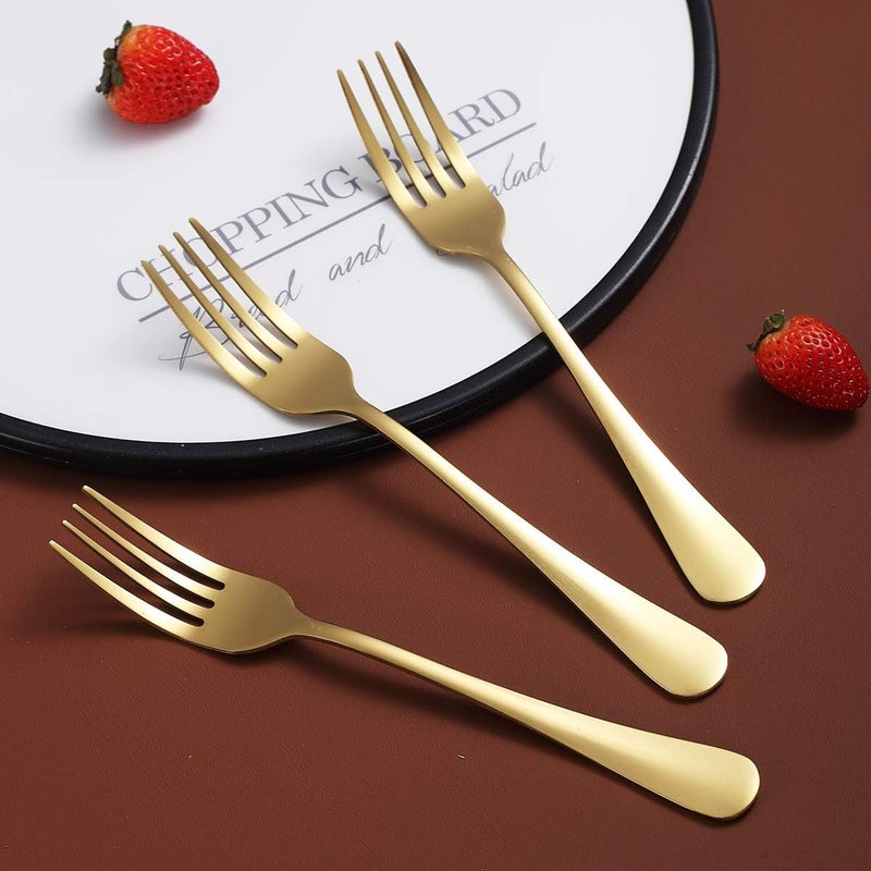 Berglander Gold Dinner Forks of 12 Berglander 79 Stainless Steel Titanium Shiny Gold Plating Fork And Spoons Silverware Golden Table Forks Set Sturdy And Dishwasher Safe - Image 5