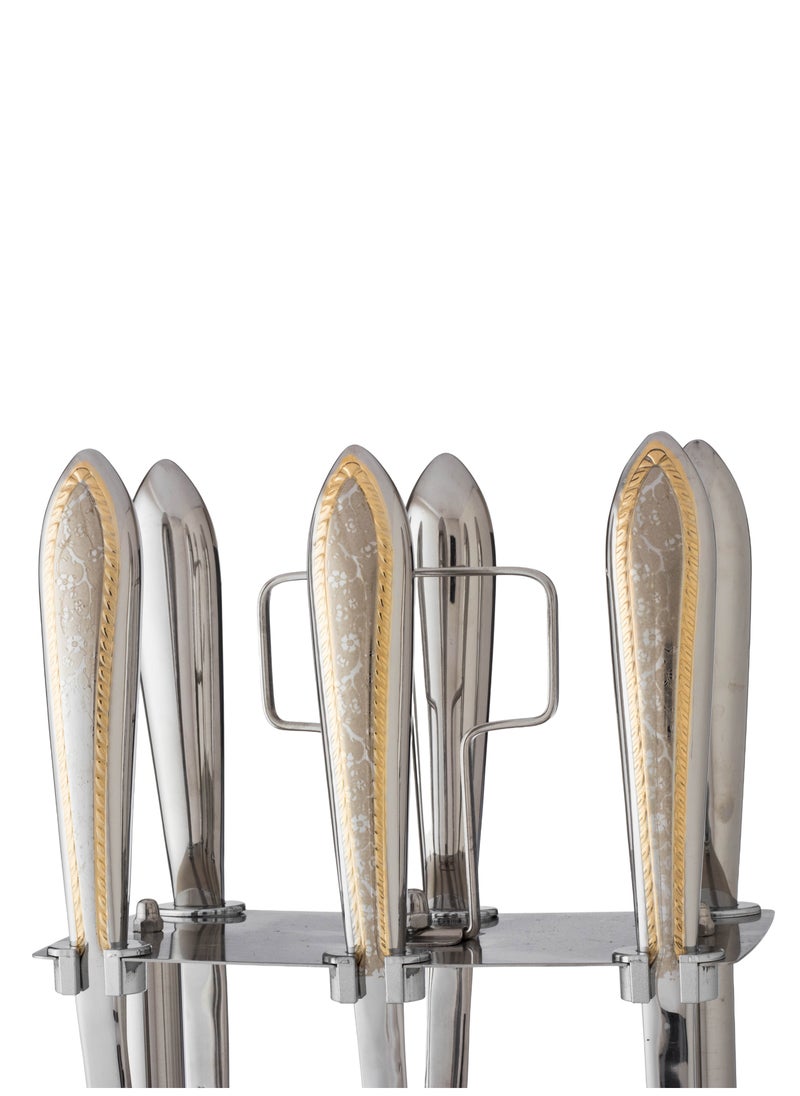 Dania 7 Pieces Set Of Serving Spoons And Steel Spoons With Gold  - Image 3