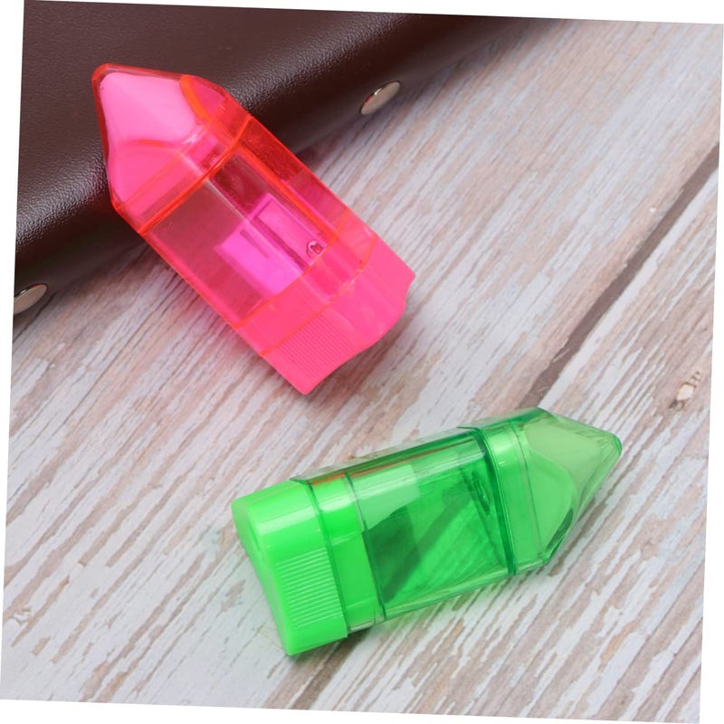 12PCS Manual Pencil Sharpeners with Erasers Handheld Plastic Stationery for Classroom Office Use Random Color - Image 4