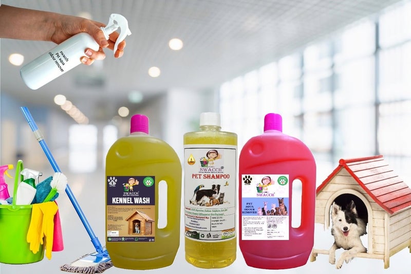 swacch Kennel Wash (Lemon) + Pet Shampoo (Lemon) I Pet Aqua Odour Remover (Rose) 1 Litre Combo Pack of 3 Economical Pack I Dog and Cat Friendly - Image 3