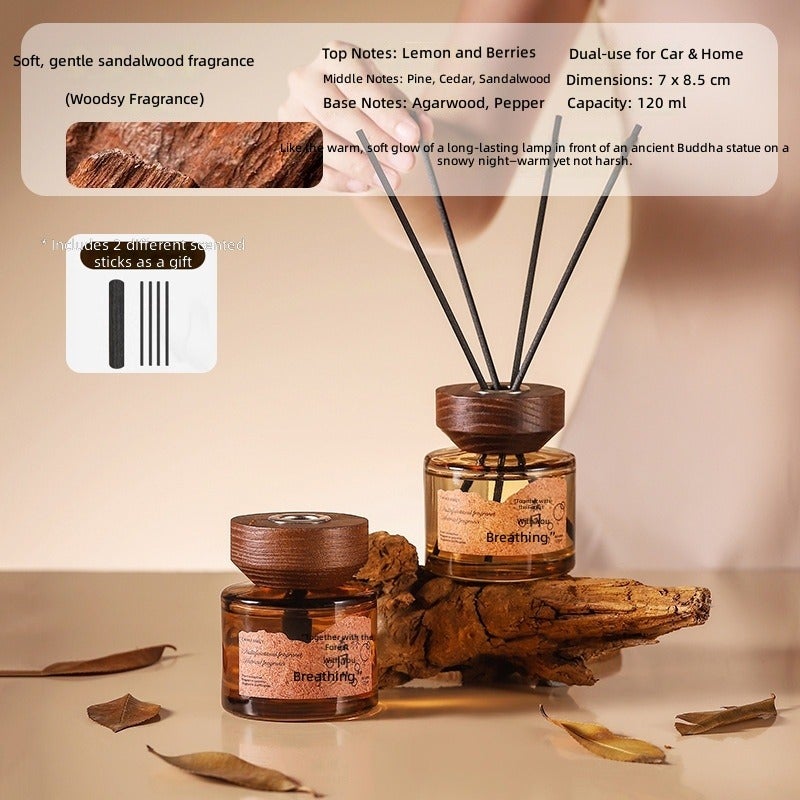 يوهان معطر سيارة بالبخار عطر طويل الأمد معطر جو زجاجي ديكوري للسيارة والمنزل برائحة خشب الصندل 120 مل - Image 1