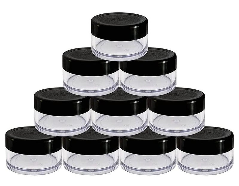 M.C. PIPWALA MC PIPWALA Empty Acrylic San Jar Transparent Cosmetic Container with Leakproof Inner lids for Lip Balms Body Butters Eyeshadow Makeup  DIY Cosmetics Beauty Products Black 8 grmPack of 5  - Image 1