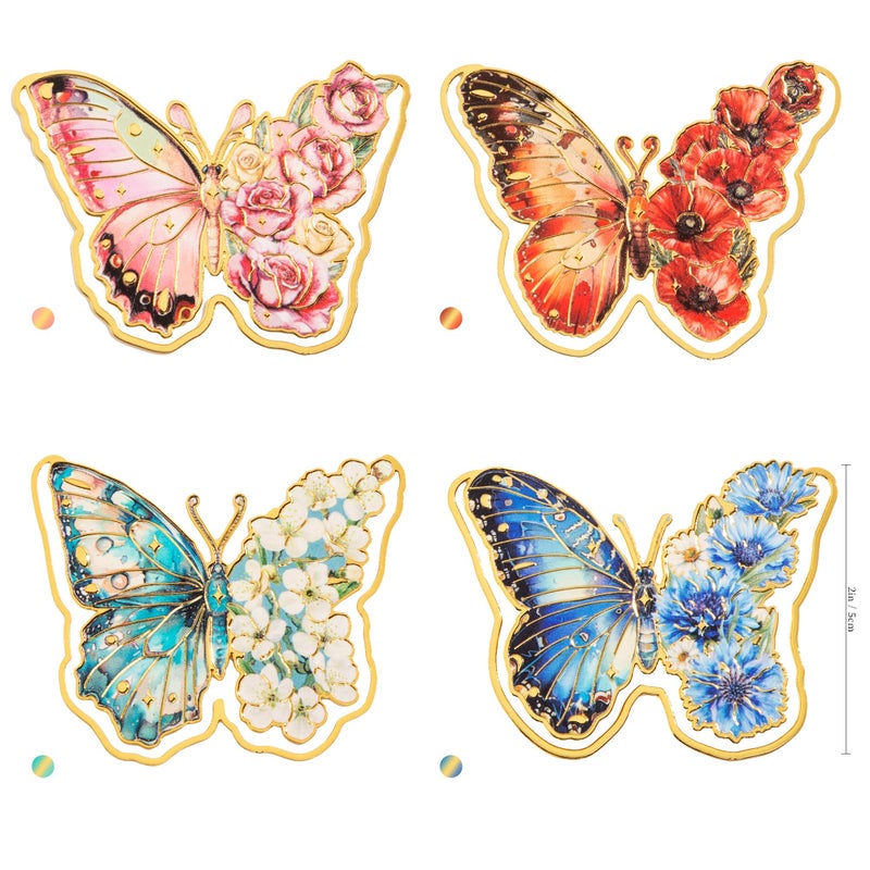 PAGEMORE 4 PCS Metal Butterfly Bookmarks, Golden Clips Bookmark Monet Oil Painting Theme Book Mark Bookmarks for Book Lovers Women Teens Writers Readers Children - Image 2