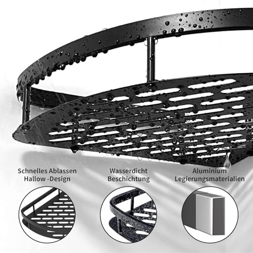 Austell Pack of 2 Aluminium Self Adhesive Bathroom Corner Shelves – Wall Mounted No Drill Storage Rack Organizer for Shampoo, Soap, and Bathroom Accessories Rust-Proof Wall Shelf Holder Stand for Bathroom - Image 4