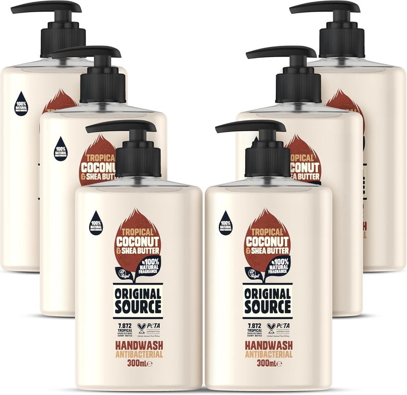 غسول يدين من أورجينال سورس بجوز الهند وزبدة الشيا مع 100 عطر طبيعي غسول يدين نباتي مضاد للبكتيريا مرطبات طبيعية عبوة متعددة من 6 × 300 مل