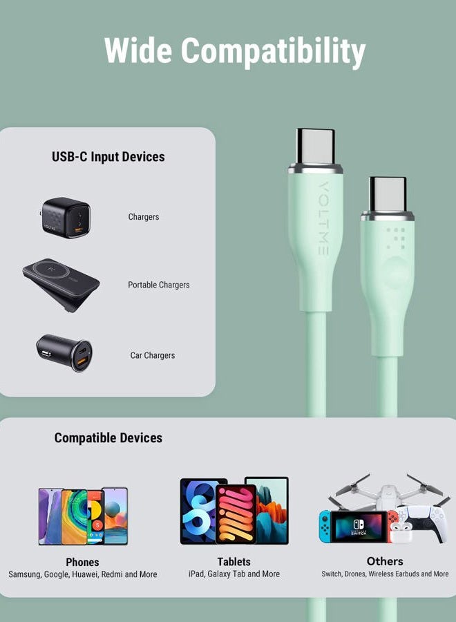 VOLTME USB C Cable, 60W USB C to USB C Cable 3.3ft, USB 2.0 Type C Charging Cable Fast Charge Cord for MacBook Pro 2020, iPad Pro 2020, iPad Air 4/5, MacBook Air 2020, Galaxy S21, Switch (Green) - Image 4