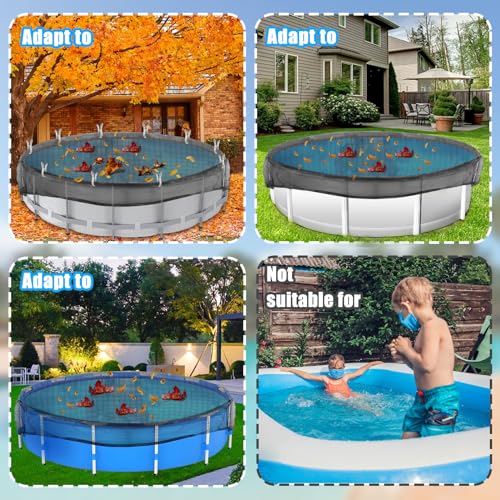 Hlimior 24 Feet Round Leaf Net Cover for Above Ground Pool, Winter Cover Mesh Cover with 16 Pcs Large Metal Clips，Pool Safety Net Fits 24FT Above Ground Pools, Keeps Leaves Out of Your Pool （Black） - Image 5