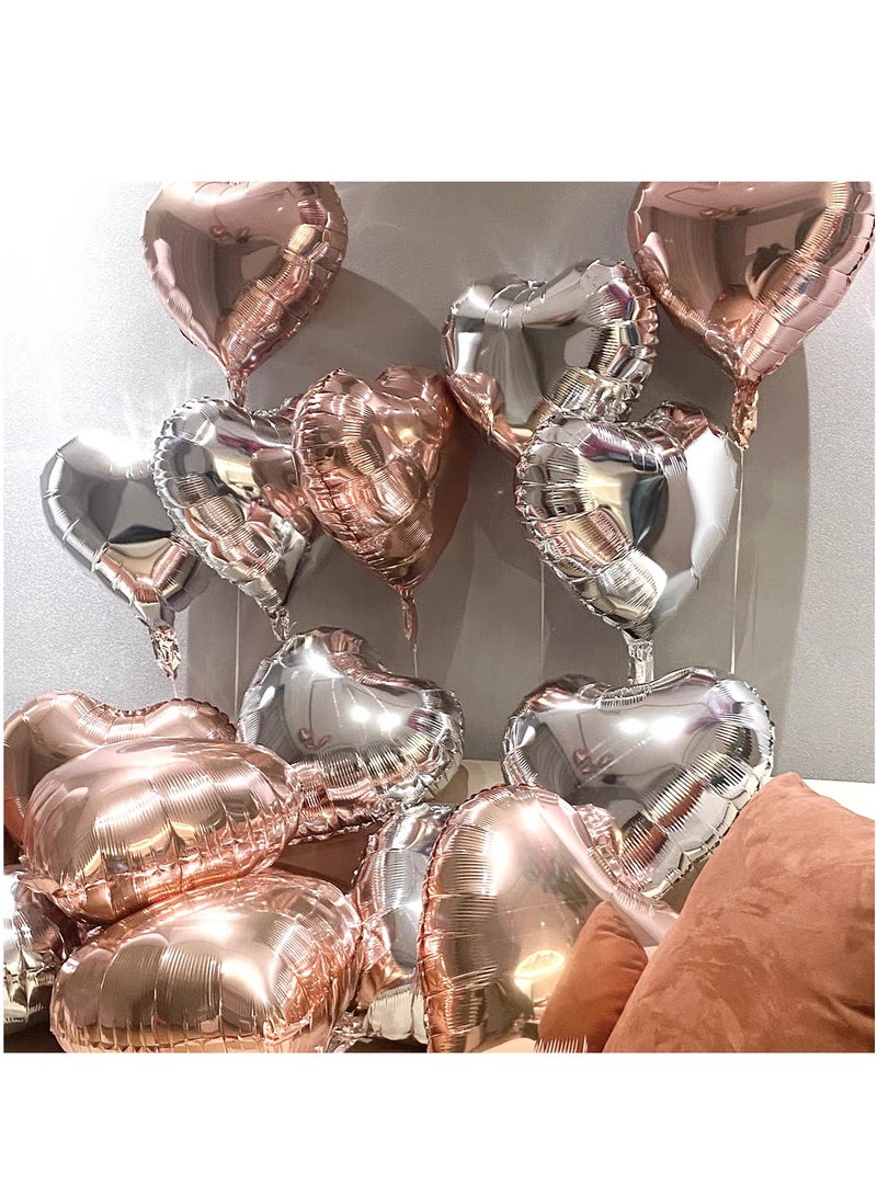 18inch Rose Gold Heart Shape Foil Balloons 10pcs Helium for Valentine's Day and Wedding Party Decoration - Image 4