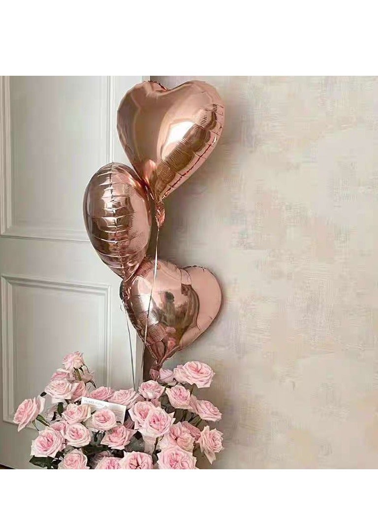 18inch Rose Gold Heart Shape Foil Balloons 10pcs Helium for Valentine's Day and Wedding Party Decoration - Image 5