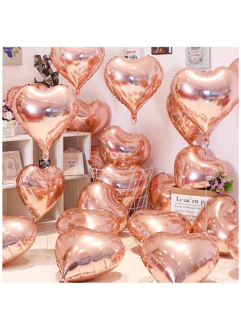 18inch Rose Gold Heart Shape Foil Balloons 10pcs Helium for Valentine's Day and Wedding Party Decoration - Image 2