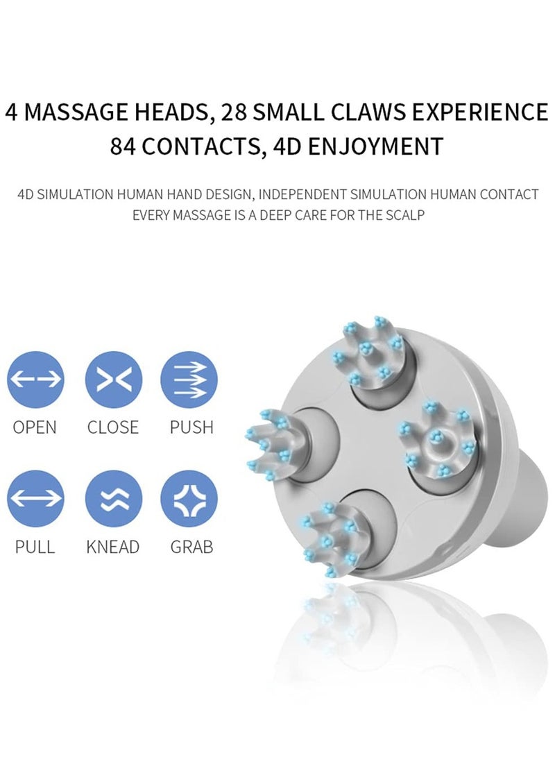 Electric Scalp Massager, With 4 Kneading Massage Heads Portable Handheld Hair Massager, Portable Rechargeable Head Massager, Promote Hair Growth, Pressure Release - Image 4