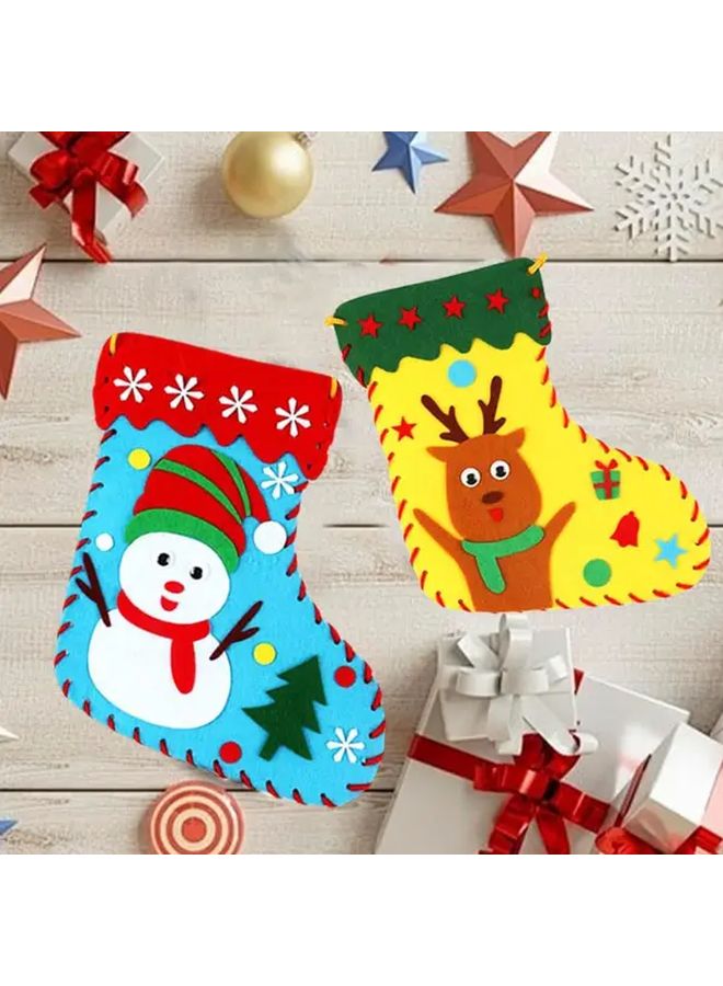 5pcs DIY Christmas Stocking Craft Kit With Pre Cut Patterns No Sew Option - Image 5