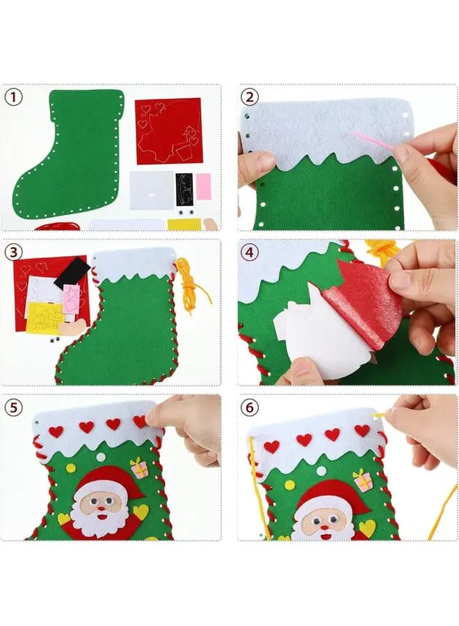 5pcs DIY Christmas Stocking Craft Kit With Pre Cut Patterns No Sew Option - Image 3