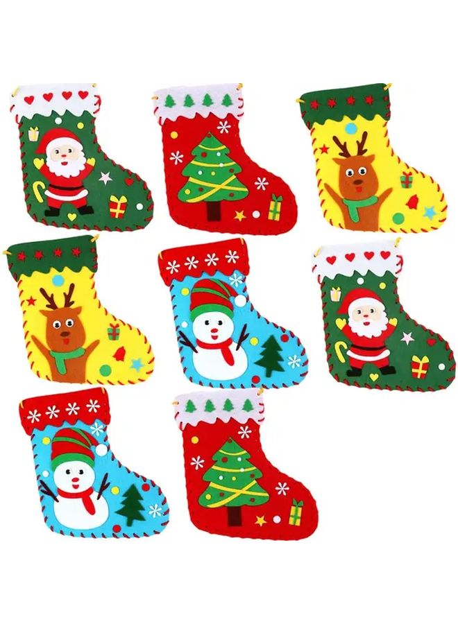 5pcs DIY Christmas Stocking Craft Kit With Pre Cut Patterns No Sew Option - Image 1
