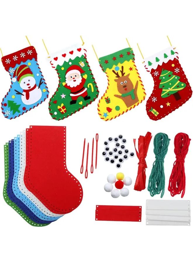 5pcs DIY Christmas Stocking Craft Kit With Pre Cut Patterns No Sew Option - Image 4