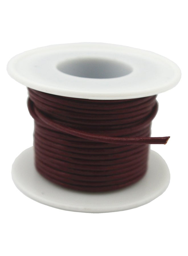Queen Soft Round Genuine Leather Cord for Jewelry (Wine 2mm 10yards) - Image 1