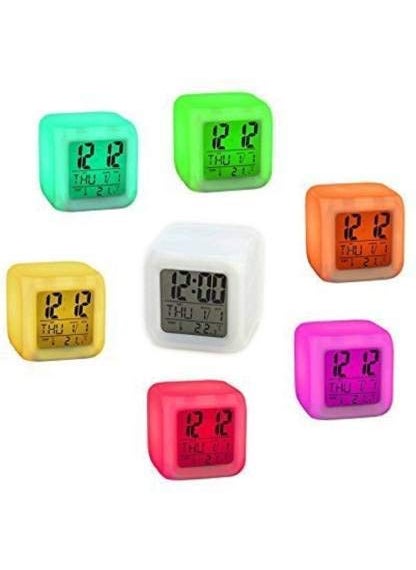 MBUYS MALL - Mbuys Mall 7 Colour Changing LED Digital Alarm Clock with Date Time Temperature for Office Bedroom - Image 1