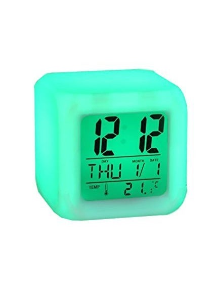 Mbuys Mall 7 Colour Changing LED Digital Alarm Clock with Date Time Temperature for Office Bedroom