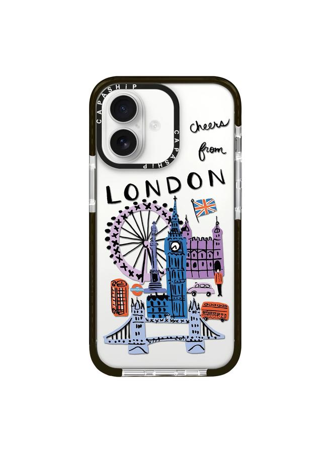 جراب هاتف بتغطية كاملة بنمط توضيحي بسيط لهاتف iPhone 16 (City Landmark C)