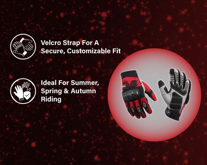 Axor Airstream Riding Gloves Providing Enhanced Grip and Impact Protection with Touchscreen Functionality and an Adjustable Fit-Black Red-M - Image 5