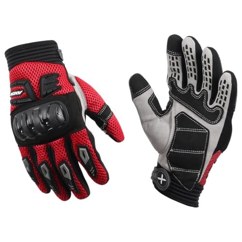 Axor Airstream Riding Gloves Providing Enhanced Grip and Impact Protection with Touchscreen Functionality and an Adjustable Fit-Black Red-M - Image 1