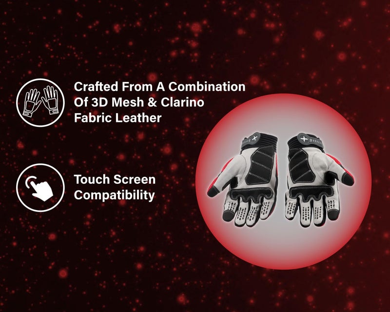 Axor Airstream Riding Gloves Providing Enhanced Grip and Impact Protection with Touchscreen Functionality and an Adjustable Fit-Black Red-M - Image 3