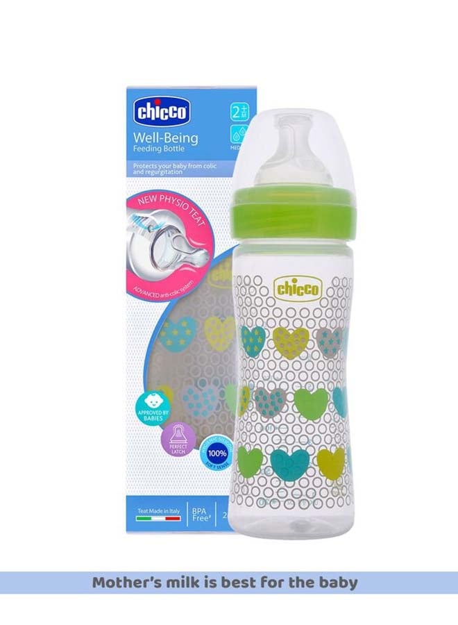 Chicco زجاجة تغذية الرفاهية (250 مل، متوسطة) 2م+ تدفق متوسط (أخضر) - Image 2